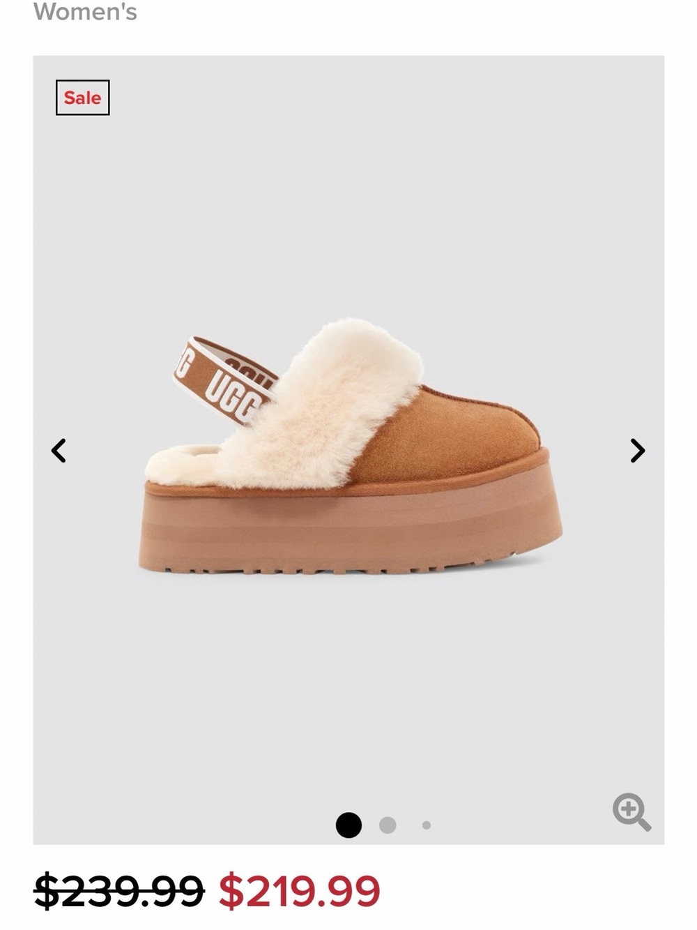UGG Funkette Women's Chestnut Platform Slippers, Size 5 (5.5)